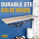 36 in. Wall Mounted Clothing Rack with Wood Shelf, Riverstone Grey