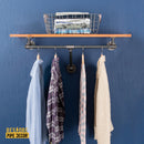 36 in. Wall Mounted Clothing Rack with Wood Shelf, Sunset Cedar