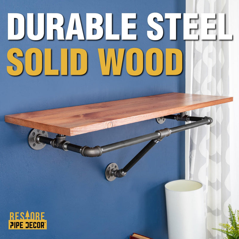 36 in. Wall Mounted Clothing Rack with Wood Shelf, Sunset Cedar