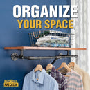 36 in. Wall Mounted Clothing Rack with Wood Shelf, Sunset Cedar