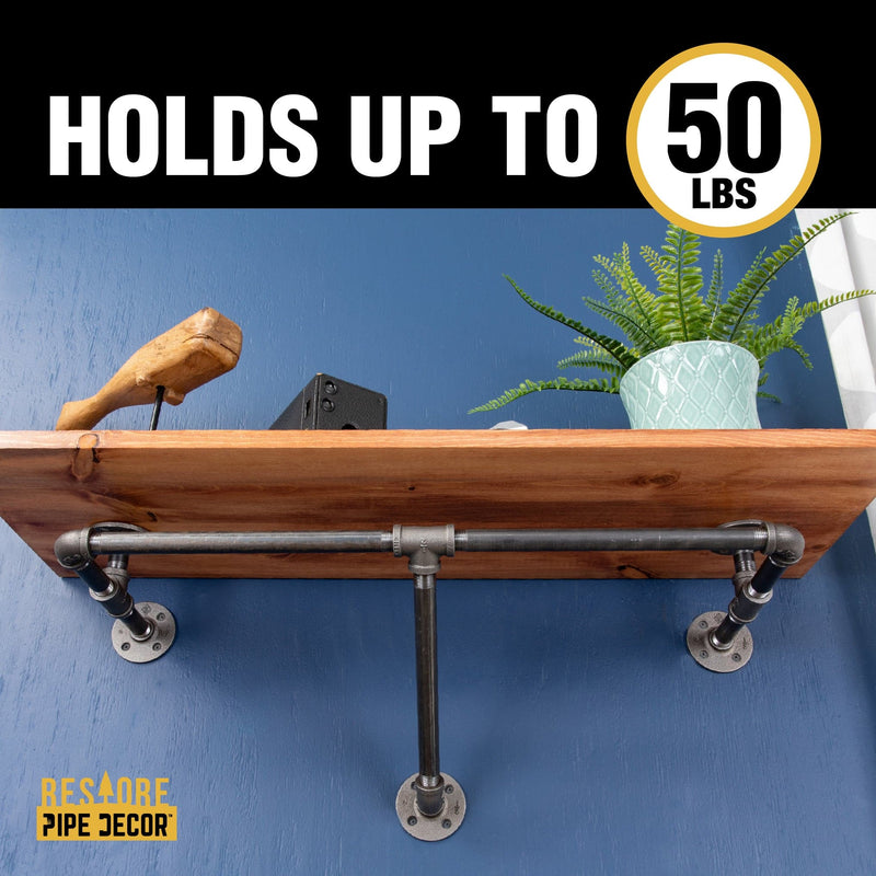 36 in. Wall Mounted Clothing Rack with Wood Shelf, Sunset Cedar