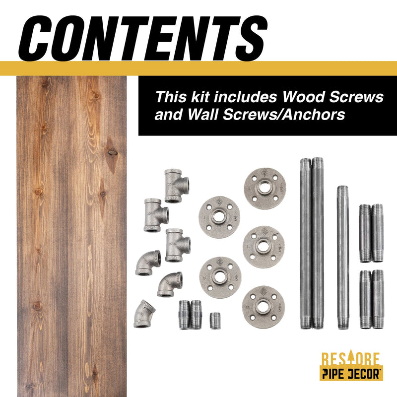 36 in. Wall Mounted Clothing Rack with Wood Shelf, Trail Brown