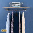 36 in. Wall Mounted Clothing Rack with Wood Shelf, Trail Brown by PIPE DECOR