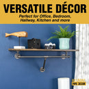 36 in. Wall Mounted Clothing Rack with Wood Shelf, Trail Brown by PIPE DECOR