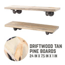 RESTORE Driftwood Tan 24 in. Shelves with L-Shaped Brackets by PIPE DECOR