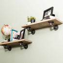 RESTORE Driftwood Tan 24 in. Shelves with L-Shaped Brackets by PIPE DECOR