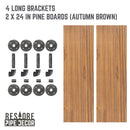 RESTORE Autumn Brown 24 in. Shelves with L-Shaped Brackets