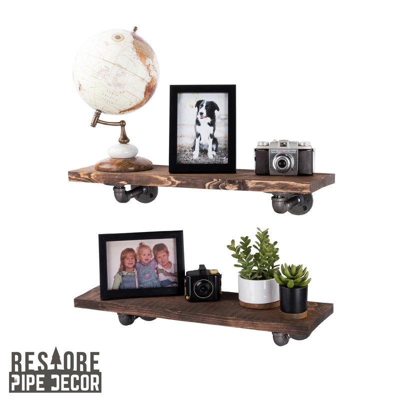 RESTORE Sunset Brown 24 in. Shelves with L-Shaped Brackets