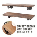 RESTORE Sunset Brown 24 in. Shelves with L-Shaped Brackets by PIPE DECOR