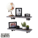 RESTORE Riverstone Grey 24 in. Shelves with L-Shaped Brackets by PIPE DECOR