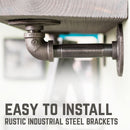 RESTORE Riverstone Grey 24 in. Shelves with L-Shaped Brackets by PIPE DECOR