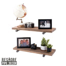 RESTORE Sunset Brown 24 in. Shelves with Straight Brackets by PIPE DECOR