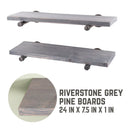 RESTORE Riverstone Grey 24 in. Shelves with Straight Brackets by PIPE DECOR