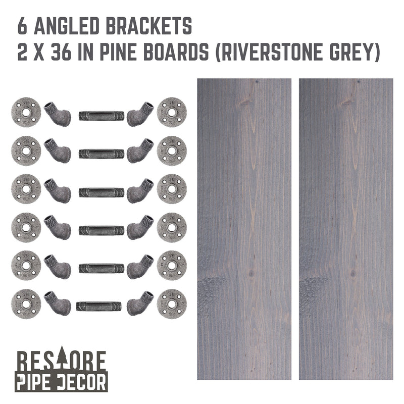 RESTORE Riverstone Grey 36 in. Shelves with Angled Brackets