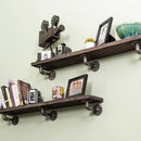 RESTORE Boulder Black 36 in. Shelves with L-Shaped Brackets by PIPE DECOR
