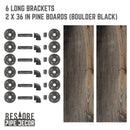 RESTORE Boulder Black 36 in. Shelves with L-Shaped Brackets by PIPE DECOR