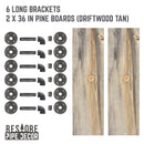 RESTORE Driftwood Tan 36 in. Shelves with L-Shaped Brackets