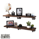 RESTORE Trail Brown 36 in. Shelves with L-Shaped Brackets by PIPE DECOR