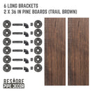 RESTORE Trail Brown 36 in. Shelves with L-Shaped Brackets by PIPE DECOR