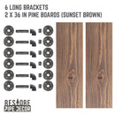 RESTORE Sunset Brown 36 in. Shelves with L-Shaped Brackets