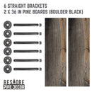RESTORE Boulder Black 36 in. Shelves with Straight Brackets