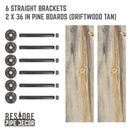 RESTORE Driftwood Tan 36 in. Shelves with Straight Brackets