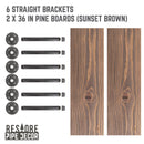 RESTORE Sunset Brown 36 in. Shelves with Straight Brackets