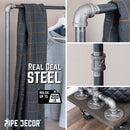 59 ½ in. Rolling Single Rod Clothing Rack with Wood Shelf, Boulder Black