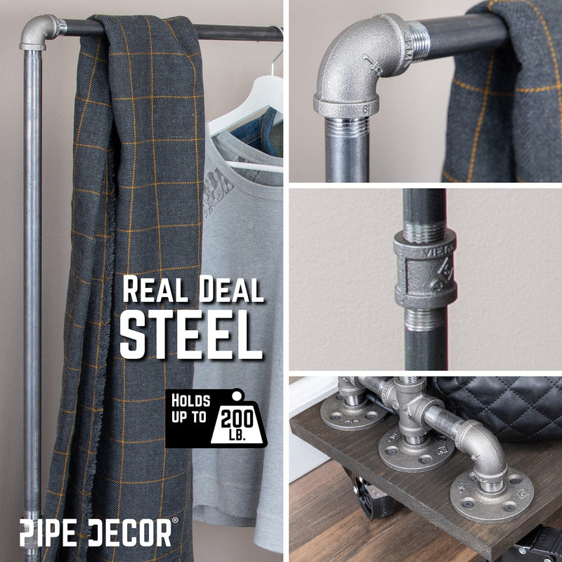 59 ½ in. Rolling Single Rod Clothing Rack with Wood Shelf, Boulder Black