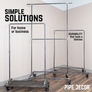 59 ½ in. Rolling Single Rod Clothing Rack with Wood Shelf, Boulder Black