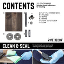 6 in. Wall-Mounted Pipe Toilet Paper Holder with Wood Shelf, Boulder Black