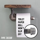 6 in. Wall-Mounted Pipe Toilet Paper Holder with Wood Shelf, Trail Brown