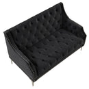 78" Modern Sofa Dutch Plush Upholstered Sofa with Metal Legs, Button Tufted Back Black