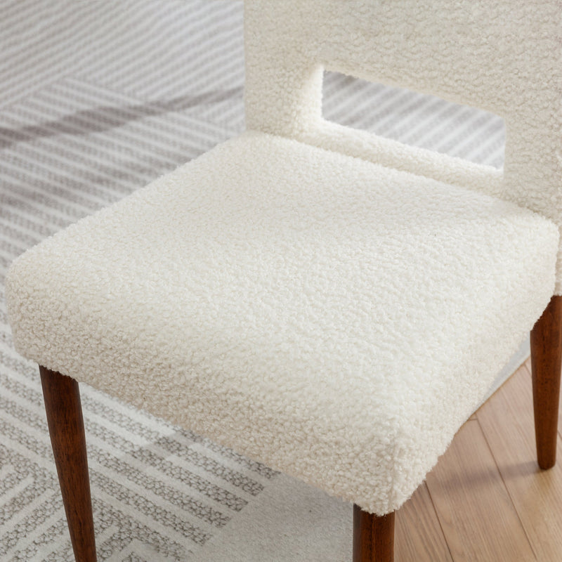 Accent Chairs Set of 2, Boucle Chairs with Solid Woood, Upholstered Dining Chairs for Living Room, Kitchen, Bedroom, Beauty Room,Dining room-Cream