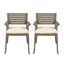Helen Outdoor Acacia Wood Dining Chair Set of 2 - Gray / Creme