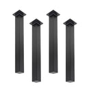 12 in. Skyline Matte Black Square Metal High-Rise Coffee Table Legs - 4 Pack
