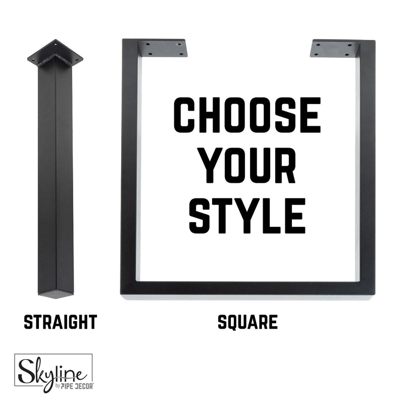 12 in. Skyline Matte Black Square Metal High-Rise Coffee Table Legs - 4 Pack