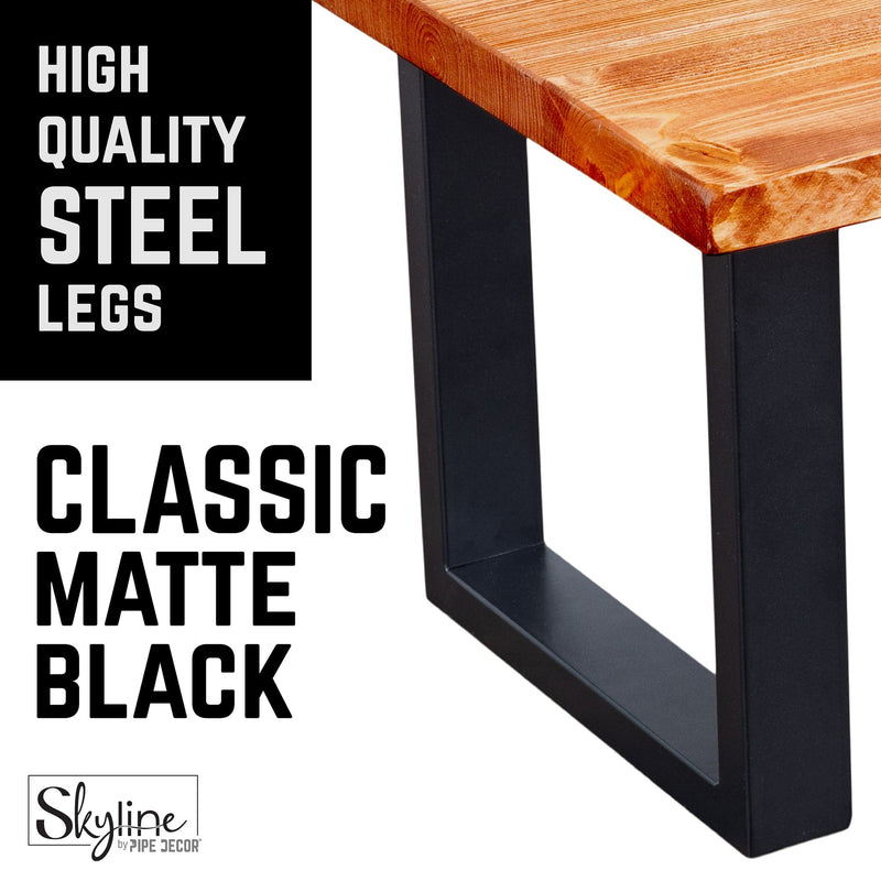 18 in. Skyline Matte Black Square Metal Landscape Coffee or End Table Legs - 2 Pack