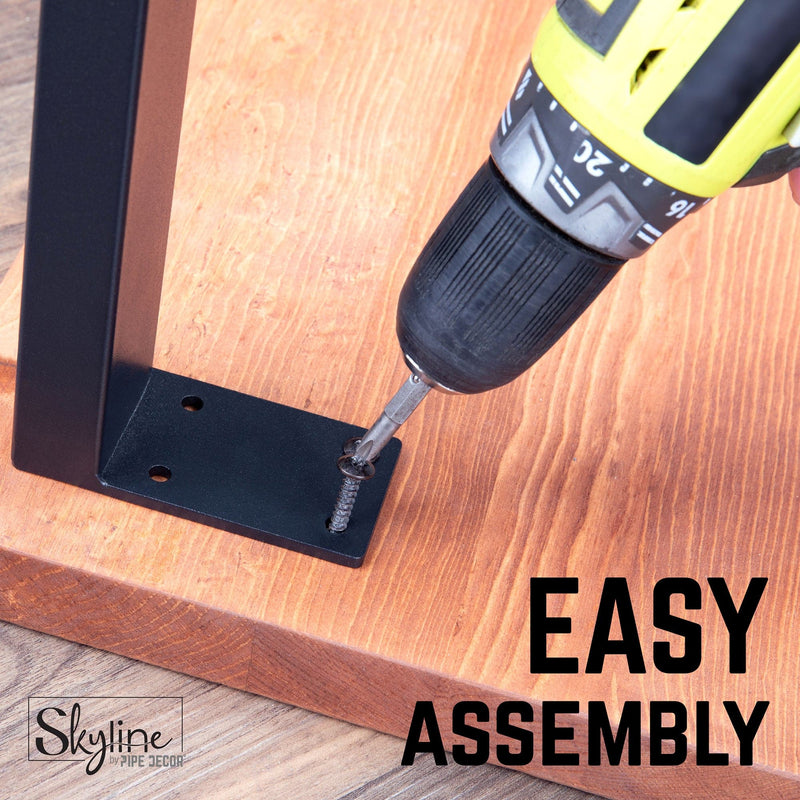 18 in. Skyline Matte Black Square Metal Landscape Coffee or End Table Legs - 2 Pack