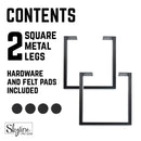 18 in. Skyline Matte Black Square Metal Landscape Coffee or End Table Legs - 2 Pack
