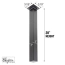 28 in. Skyline Matte Black Square Metal High-Rise Dining or Desk Table Legs - 4 Pack