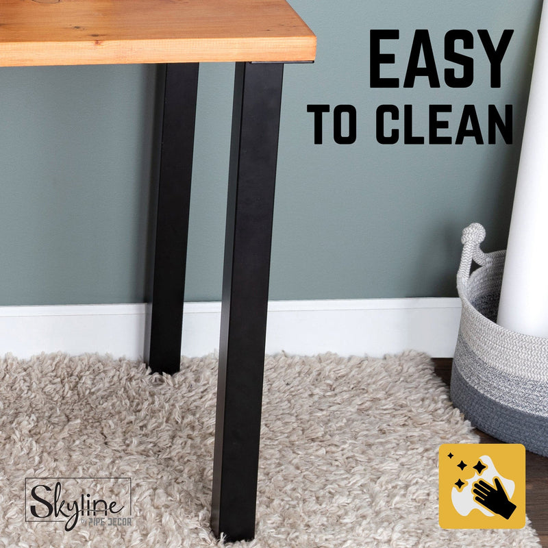 28 in. Skyline Matte Black Square Metal High-Rise Dining or Desk Table Legs - 4 Pack