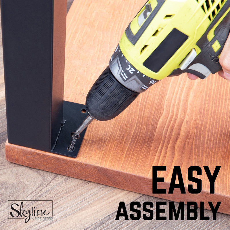 28 in. Skyline Matte Black Square Metal High-Rise Dining or Desk Table Legs - 4 Pack