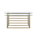 Shona - Writing Desk - Clear Glass Top & Antique Gold
