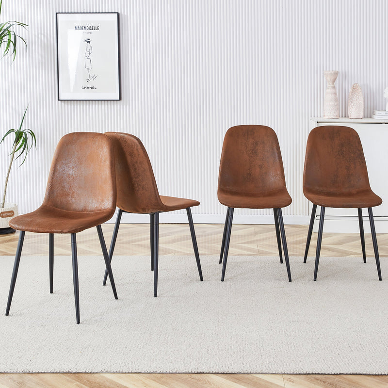 A set of 6 modern medieval style restaurant cushioned armchairs, equipped with soft suede cushions and black metal legs, suitable for kitchens, lounges, and farmhouses.