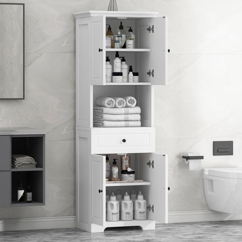 Walker Edison | White Tall Bathroom Storage Cabinet