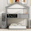 House Style Bunk Bed With Storage Staircase And board