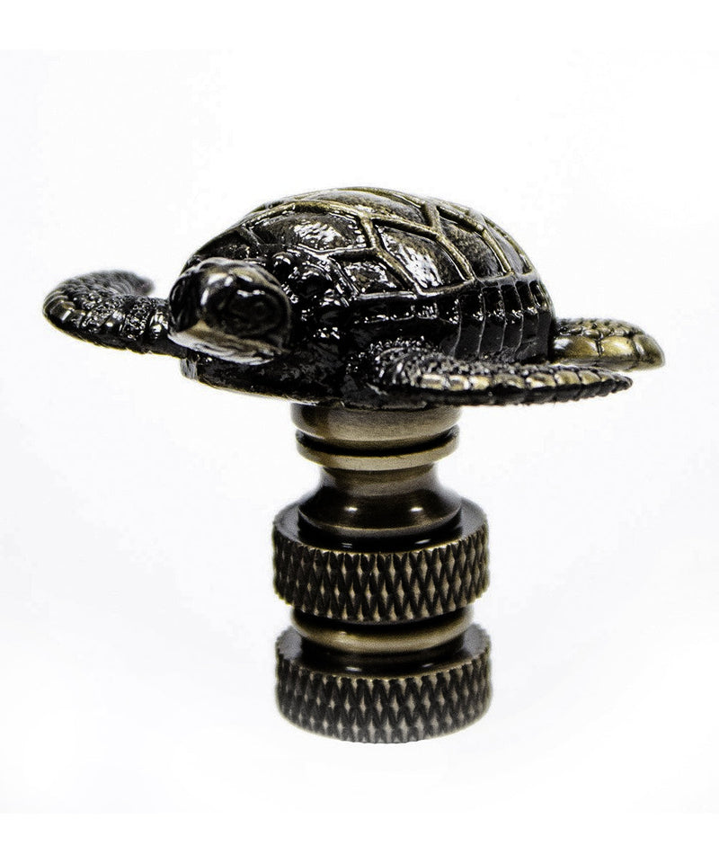 1.4"H Antique Metal Sea Turtle Antique Brass Base Lamp Finial