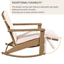 Adjustable Outdoor Wicker Double Rocking Chair with Coffee Table, Suitable for Backyard, Garden, Poolside.