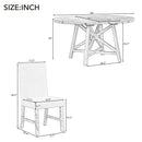 5-Piece Retro Functional Dining Set with Extendable Round Table with Removable Middle Leaf and 4 Upholstered Chairs for Dining Room and Living Room (Natural Wood Wash)